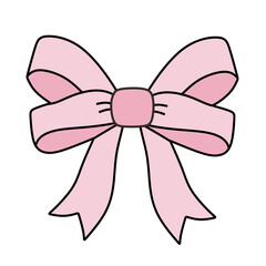 Simple Outline Pretty Pink Ribbon Bowknot Decoration Festive Element