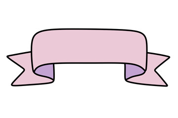 Cute Outline Ribbon Banner Blank with Decorative Style for Message