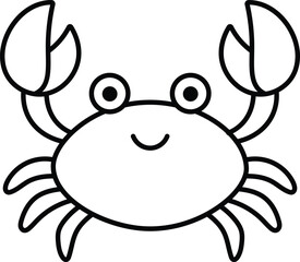 Cute Crab Coloring Page Line Art