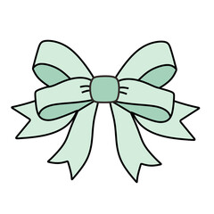 Cute Outline Style Light Green Ribbon Bow Holiday Decoration