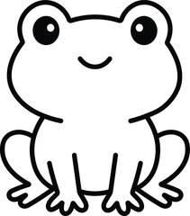 Cute Frog Coloring Page Line Art