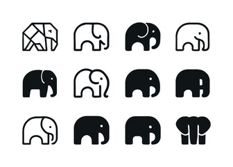 Obraz premium Elephant Logo Variations. Elephants. Icon set. Set Logo of Eleph