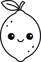 Cute Lemon Coloring Page Line Art
