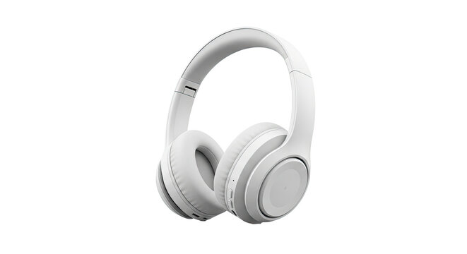 White headphones on a white background.