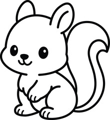 Cute Squirrel Coloring Page Line Art