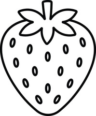 Cute Strawberry Coloring Page Line Art