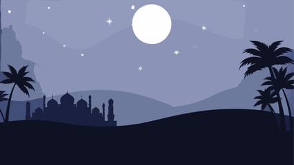 Naklejka premium Camels silhouetted against a desert sunset reflection Two camels by a desert oasis at sunset 