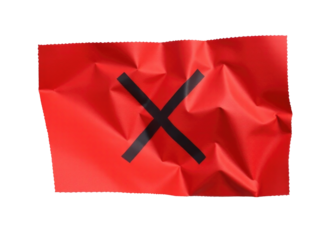 A simple warning sign with a black 'X' symbol on a red background. transparent background