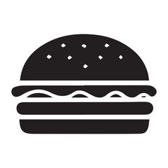 Hamburger vector illustration icon with cheese, tomato, and beef on a white background