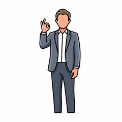 Simple Corporate Professional with Calm Posture and Success Gesture &ndash; Flat Isolated Vector