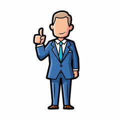 Simple Corporate Professional with Calm Posture and Success Gesture &ndash; Flat Isolated Vector