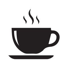 Coffee and tea cup icon vector illustration with steam and aroma