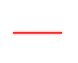 Single red neon line isolated on transparent background