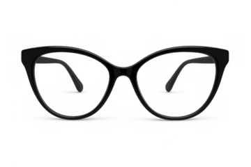 Fashion cat eye glasses with black frames on transparent background, modern elegant women's eyewear accessory