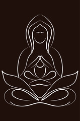 Single continuous line figure in yoga