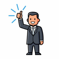 Stylized Business Figure Showing Approval with Geometric Motion Lines &ndash; Minimal Vector Illustration
