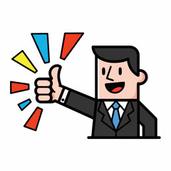 Stylized Business Figure Showing Approval with Geometric Motion Lines &ndash; Minimal Vector Illustration