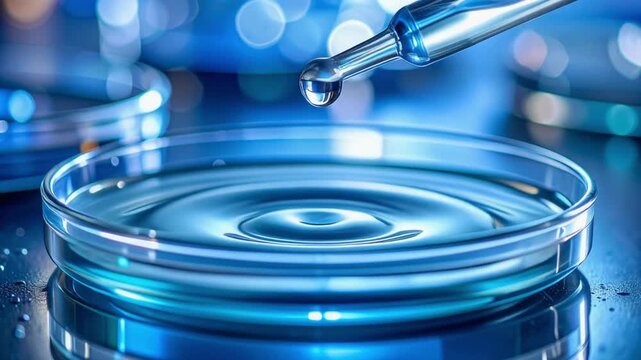 Scientific Precision: A close-up shot captures the meticulous process of scientific research, highlighting a pipette dispensing a precise droplet into a petri dish.