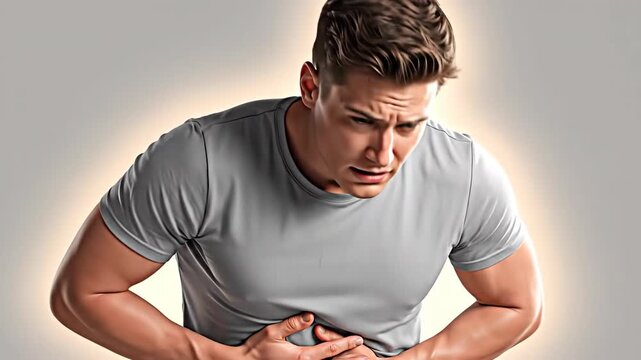 Young Man Experiencing Severe Chest Pain and Discomfort Caused by Heart Issue or Medical Emergency