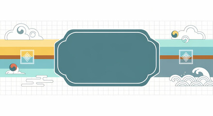 Ornate dark teal decorative frame with white border design element.