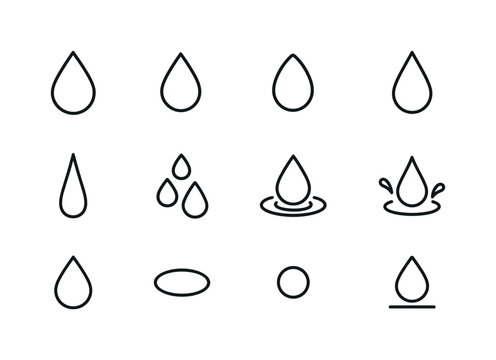 Droplet Icon Set. Droplets. Line icon set of Droplets: large dro