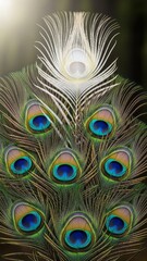 Obraz premium Vibrant Peacock Feather Close-Up Nature Colorful Bird. Concept featuring peacock, feather, nature, colorful, close-up.