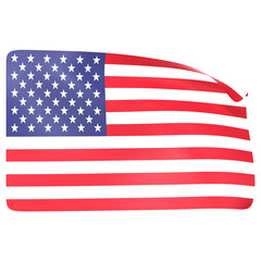 Large USA flag waving in the wind 3D Icon Illustration. Low Poly Style