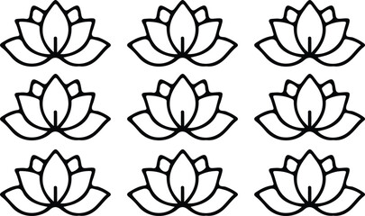 lotus black line icon set vector illustration lotus silhouette nature
