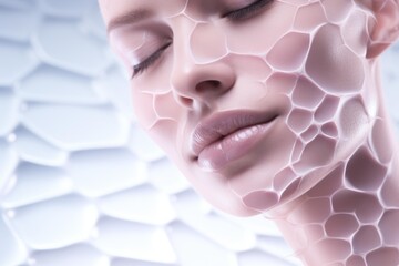 Cellular rejuvenation and skin regeneration concept with woman face and closed eyes