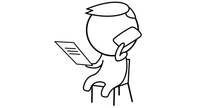 A businessman with documents talking on the phone