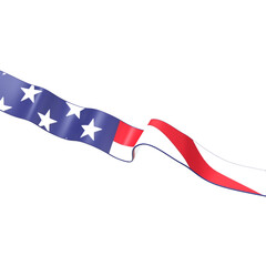 Wavy ribbon made of the USA flag 3D Icon Illustration. Low Poly Style
