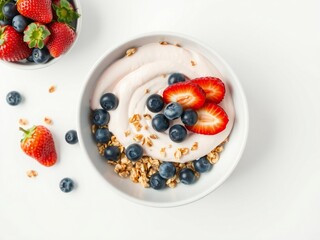 Healthy breakfast bowl with yogurt berries and granola