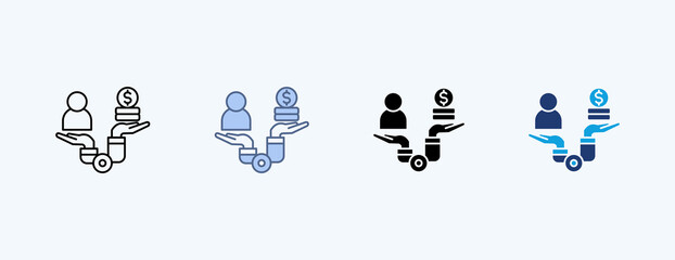 Low Income Multiple Icon Illustration Vector