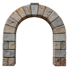 Fototapeta premium Stone archway isolated graphic element on white background