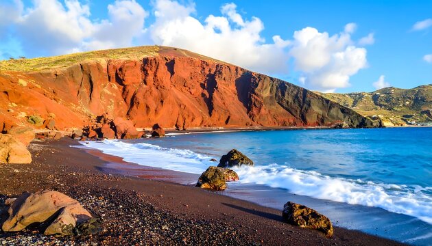 Red Beach Coastal Landscape