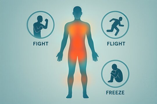 Understanding the physiology of stress response illustrated through the fight or flight mechanism showcasing adrenal activation and effects on human emotion and behavior
