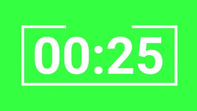 30 second countdown with green screen, 30 to 0 animation countdown. 4K video