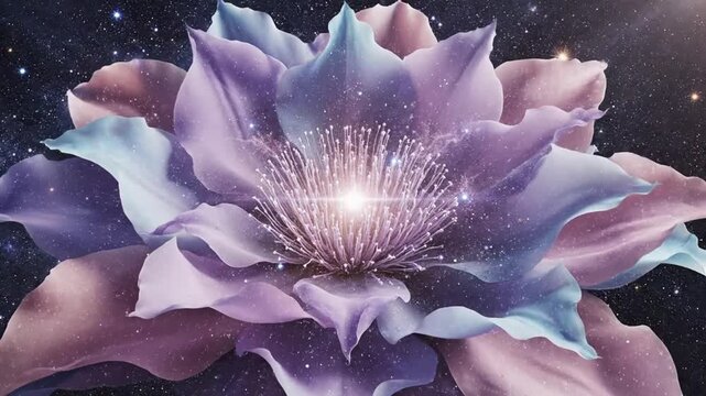 Celestial bloom amidst starry cosmic canvas