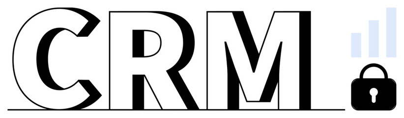 CRM concept. CRM tools enhancing customer relationships with data security and growth. CRM integration improving data safety, analytics, and business operations. For business, technology, management