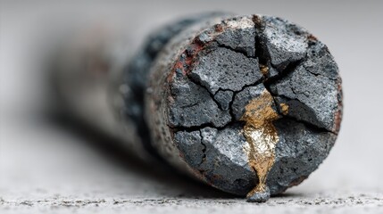 A close-up shot of a pencil with a cracked exterior, revealing a glimpse of gold within, symbolizing creativity and innovation, set against a softly blurred background enhancing the artistry.