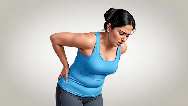 Woman Experiencing Back Pain After Workout Yoga Stretch Recovery Health Fitness