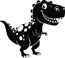 Cute cartoon dinosaur with spotted back isolated on white background