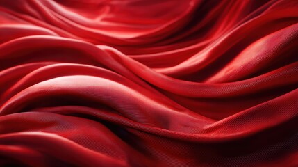 Obraz premium An exquisite close-up view of flowing red silk fabric, showcasing its smooth texture and richness, evoking feelings of luxury and elegance in a visually appealing manner.