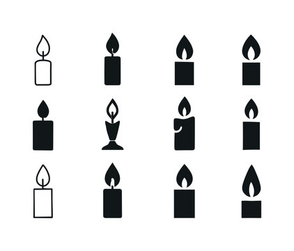 Candle Logo Variations. Candle Light. Icon set. Set Logo of cand