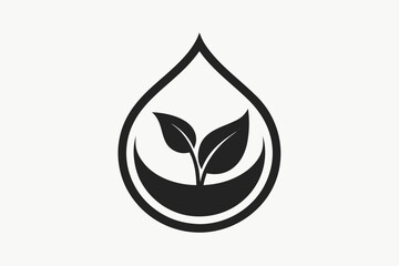 leaf inside water drop icon