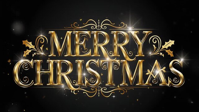Texto decorativo &ldquo;Merry Christmas&rdquo; en un estilo dorado metalizado brillante, con reflejos realistas y volumen elegante. Tipograf&iacute;a ornamental con curvas suaves y acabado luminoso.