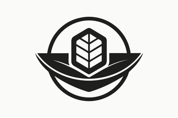 solar grid under leaf emblem icon