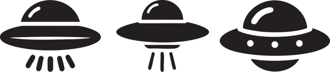 Set of three black ufo icons