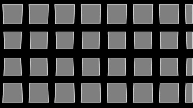 Geometric squares repeating on black background, minimal abstract pattern, modern digital grid animation, motion graphics video.