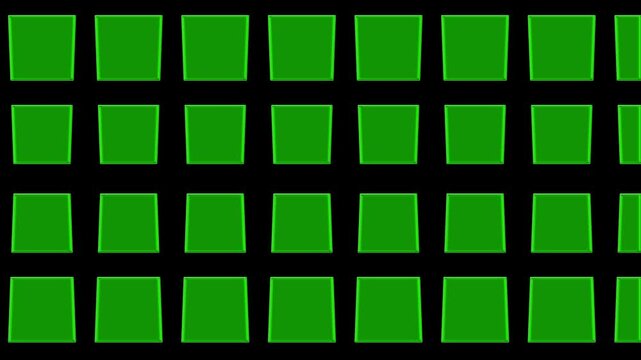 Geometric squares repeating on black background, minimal abstract pattern, modern digital grid animation, motion graphics video.